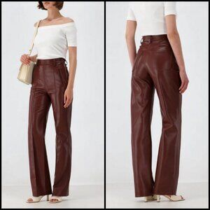 💕NANUSHKA💕 Regenerated Leather Pants - Mahogany Brown Medium M NWT